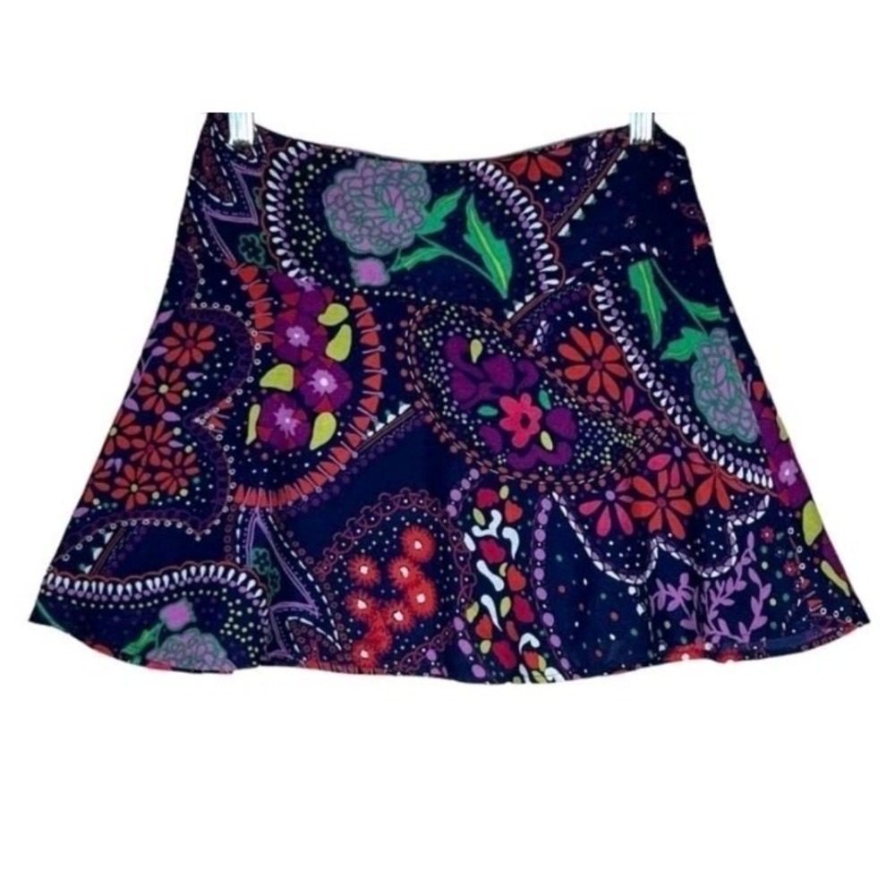 Lilly Pulitzer Womens Floral Paisley Mini Skirt Navy Blue Multicolor Size 0